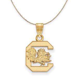 14k Yellow Gold South Carolina Small Logo Necklace - 24 Inch